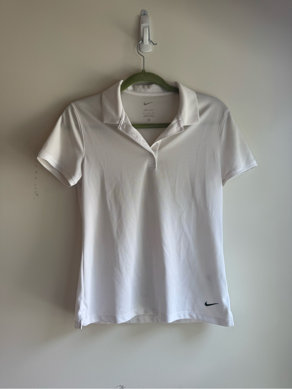 Nike White Dri-FIT Polo with Gray Swoosh